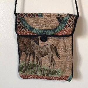 Custom made tapestry horses mini crossbody bag